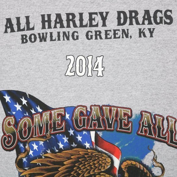 All Harley Drags 2014 Bowling Green Kentucky POW MIA T-Shirt Shirt Gray 4XL - Picture 7 of 9